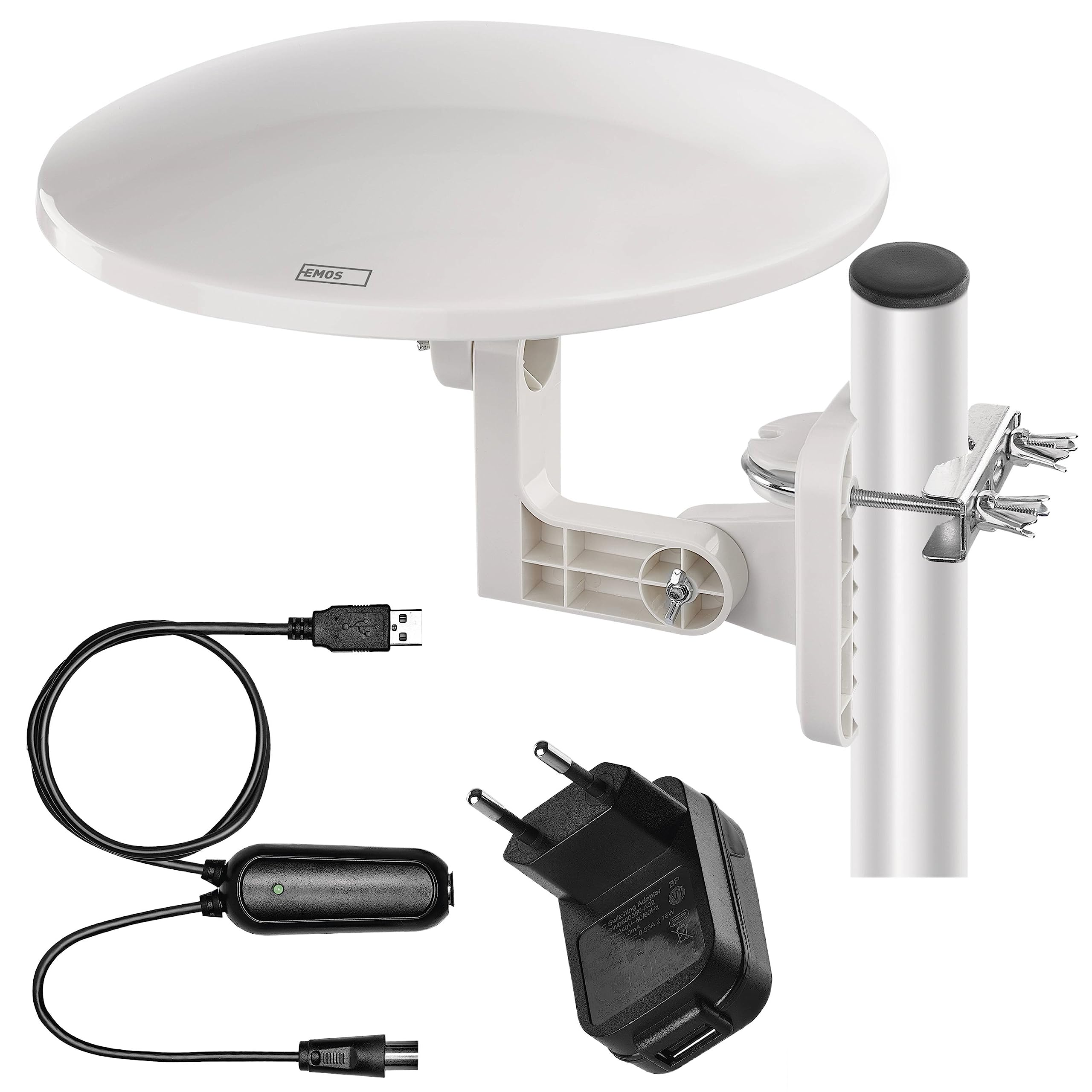 EMOS Antena Digital para Exterior: Amplificador con Alcance hasta 80 km y Resistencia a UV